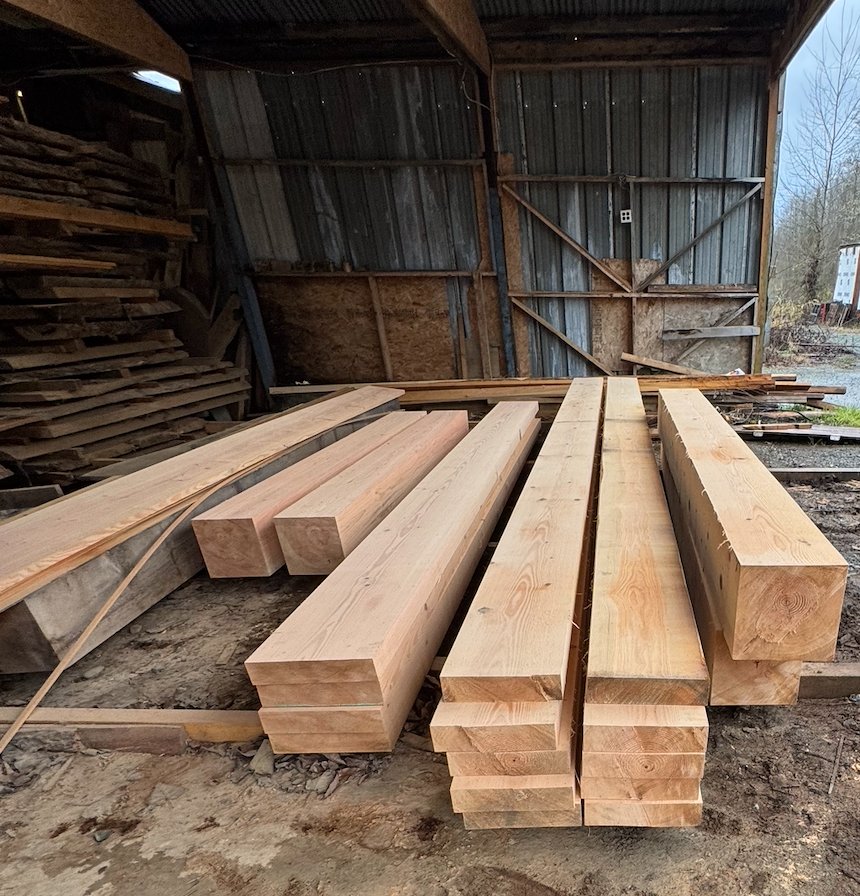 Fresh cut structural timbers